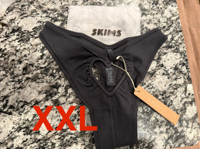 Skims Heart Dipped Thong Soot Black XXL 2XL-image