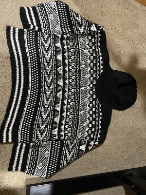 Women’s DIP Cropped Sweater Black/ White Knitted XL X-Large -image