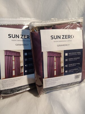 Sun Zero Gramercy Room Darkening Curtains, Plum 54