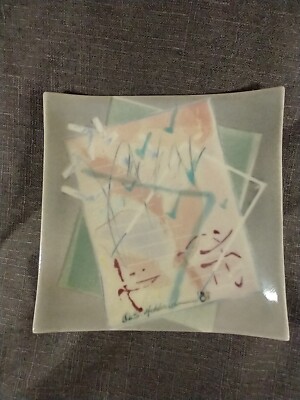 Art Pottery Trinket Dish Signed S. Hubbard '87. Post-Modern Abstract 1980s Chic-image