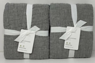 Pottery Barn Belgian Flax Linen Handcrafted KING Shams (2) ~ Flagstone Gray-image