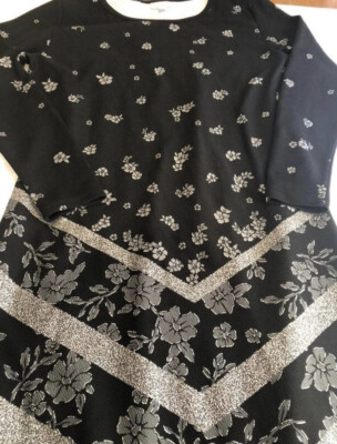 Lularoe Dress Elegant Debbie Black Gold Dip Floral Ombré Chevron Large 12/14 🦄-image