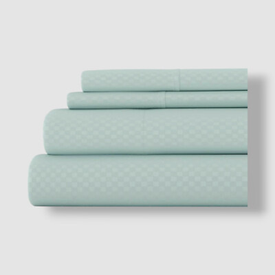ienjoy Home Blue Expressed In Embossed Checkered 4-Pc. Sheet Set Size-Full-image