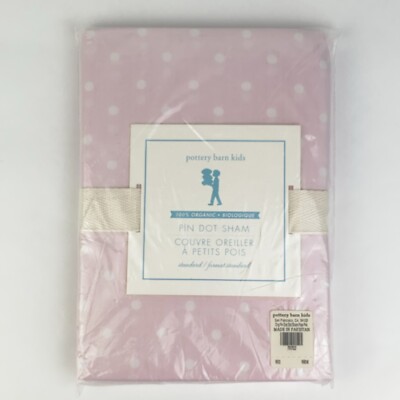 Pottery Barn PB Kids Pale Pink Pin Dot Organic Standard Pillow Sham NIP-image