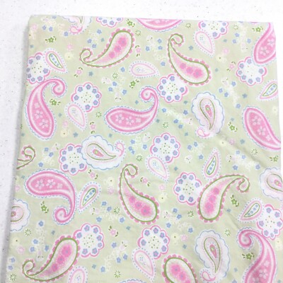 Pottery Barn Kids Duvet Cover Twin Size Bedding Paisley Pink & Green Cotton-image