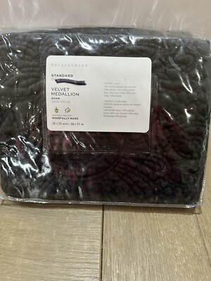 Pottery Barn Velvet Medallion standard Sham Charcoal-image