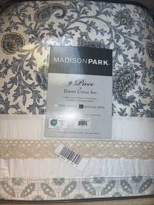Madison Park Dawn  9 Piece Cotton Percale Print Duvet Cover Set King-image