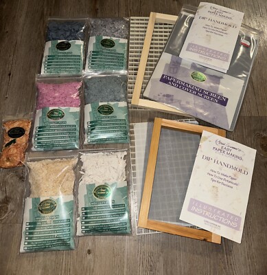 Arnold Grummers Vintage Paper Making Lot Dip Handmold Large & Med +Screen & Pulp-image