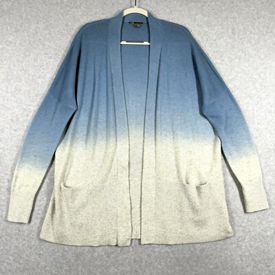 Vince Sweater Cardigan Women Large Wool Cashmere Blend Open Front Dip Dye Pocket-image