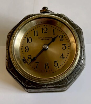 Antique Tiffany Zodiac Clock: Octagon-Shaped,Early #1075:Dark Chocolate,Working-image