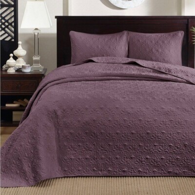 Madison Park - Quebec Quilted 3-Pc. Bedspread Set, Queen - Purple-image