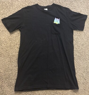 Rip N Dip Brand Black T-Shirt (Unisex Size Large) Rainbow Psychedelic Shirt-image