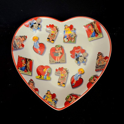 Rosanna Studio Valentines Day Retro Card Ceramic Heart Shaped Plate Candy Dish-image