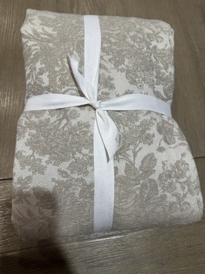 Pottery Barn Sorrel Toile Jacquard FULL QUEEN Duvet Cover Flax-image