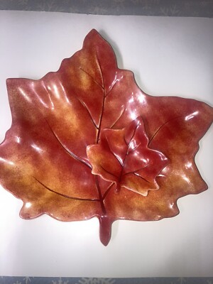 Large fall leaf platter, With small leaf Sauce/dipping dish-image