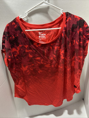Nike Signal Dip Dye Camo T-Shirt Red Camo Size L-image