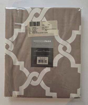 Madison Park Essentials Shower Curtain Geometric Pattern Taupe 108