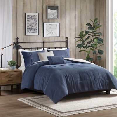 Madison Park 5 Piece Soft Corduroy Comforter Set Full Queen King Size Bedroom-image