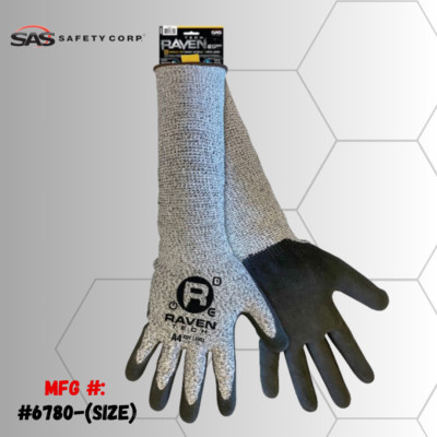 Raven Tech Extended Cuff Gloves #6870 (M-2XL) W/ Dipped, Sandy Nitrile Palm-image