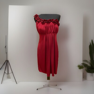 *En Focus Studio Women/Teen One Shoulder Strap Dress Size 10  Maroon-image