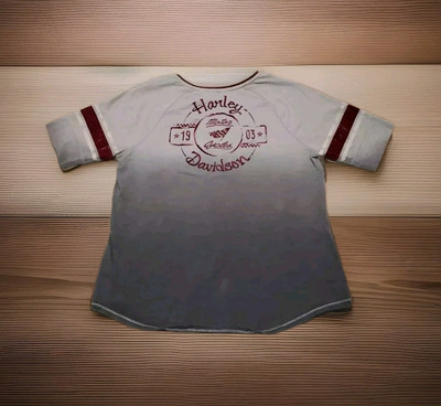 Harley Davidson Genuine Motorclothes Dip-Dyed Cotton Slub Baseball Tee Womens XL-image