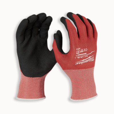 Milwaukee Work Gloves Cut Level 1 Nitrile Dipped Gloves - Red/Black, Pack of 12-image