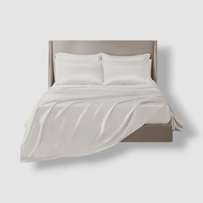 Madison Park Essential White Satin 6-Pc. Sheet Set Size King-image