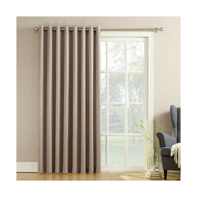 Wide Energy Efficient Sliding Patio Door Curtain Panel Classic Style Washable-image