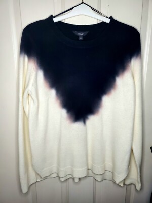 Women’s Dip Dye Sweater White Black Simply Vera Wang Size XL-image