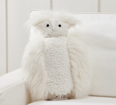 Pottery Barn Wyatt Owl Shaped Throw Pillow Ivory Tan 20