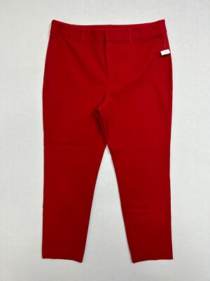 Dip pants size 12 women red dark wash high rise canvas slim ankle -image