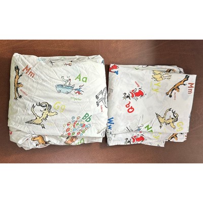 Pottery Barn Kids Dr. Seuss ABC Alphabet TWIN Sheet Set & Fitted Sheet Set 2012 -image