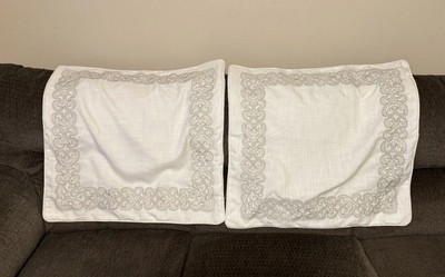 Madison Park Set Of Two Pillow Covers 25” X 25” White & Gray-image