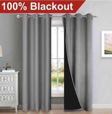 NICETOWN Thermal Insulated Blackout Noise Reducing Curtains 42x84-image