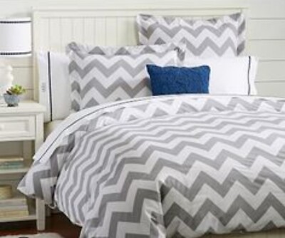 Pottery Barn Teen Chevron Full Queen Duvet Cover & 2 Pillow Sham Zig-Zag K29-image