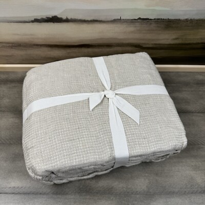 Pottery Barn European Flax Linen Waffle Duvet Cover Full/Queen Flax OB NWOT-image