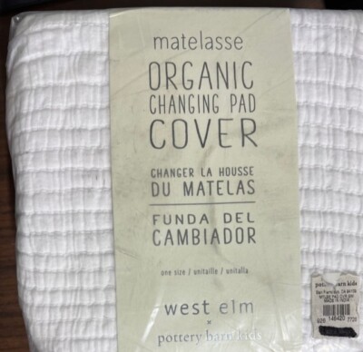West Elm Pottery Barn Kids Matelasse Organic Changing Pad Cover One Size, White-image