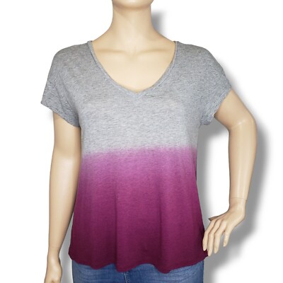 Torrid Dip Dye Active Tee Womens 0X Large Grey V Neck Pullover T Shirt-image