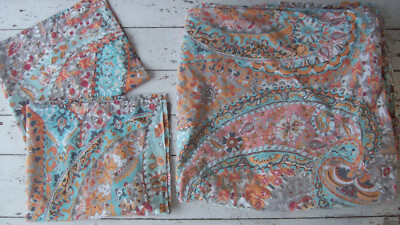 Pottery Barn Paloma Paisley F/Q Duvet Cover+2 Standard Shams~Organic Cotton-image