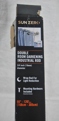 Sun Zero Double Room Darkening Industrial Rod 66-120 in. Matte Black-image
