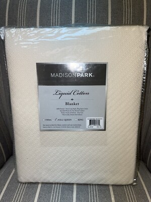 Madison Park Liquid Cotton Luxury Blanket Premium Soft Cozy Full/Queen Ivory NEW-image