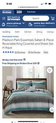 Madison Park Essentials Barrett Complete Reversible Coverlet And Cotton Sheet We-image
