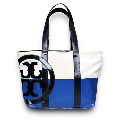 Large Tory Burch Tote Bag Purse Logo Shoulder Beach Work Travel Summer Spring-image