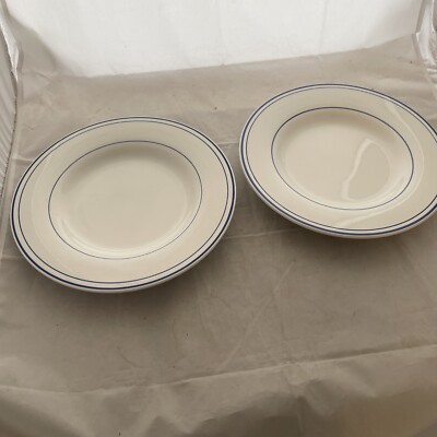 2 Pottery Barn BISTRO Blue Stripe 12 1/4