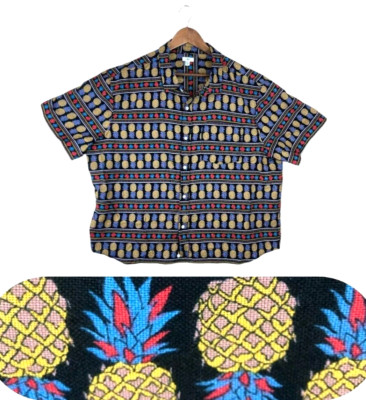 Dip Mens XLT TALL Pineapple Print Relaxed Casual Hawaiian Short Sleeve Button Up-image