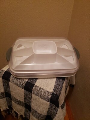 PAMPERED CHEF Chillzanne Rectangle Server Deviled Eggs Veggie Dip Tray #2781 -image