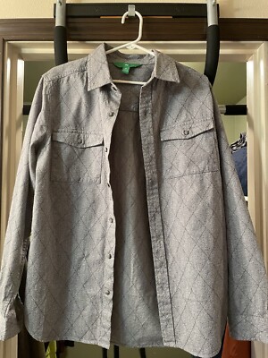 Dip Button Up Men’s Grey Long Sleeve Shirt Size S-image