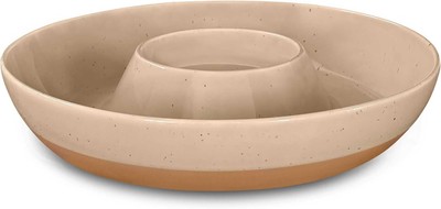 Mora Ceramic Chips and Dip Serving Tray: Large Divided Party Bowl Set for Chi...-image