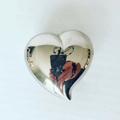 Vintage Silver Plated Heart Shaped Trinket Box by Studio Silversmiths-image