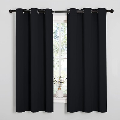 Halloween Pitch Black Solid Thermal Insulated Grommet Blackout Curtains/Drapes-image